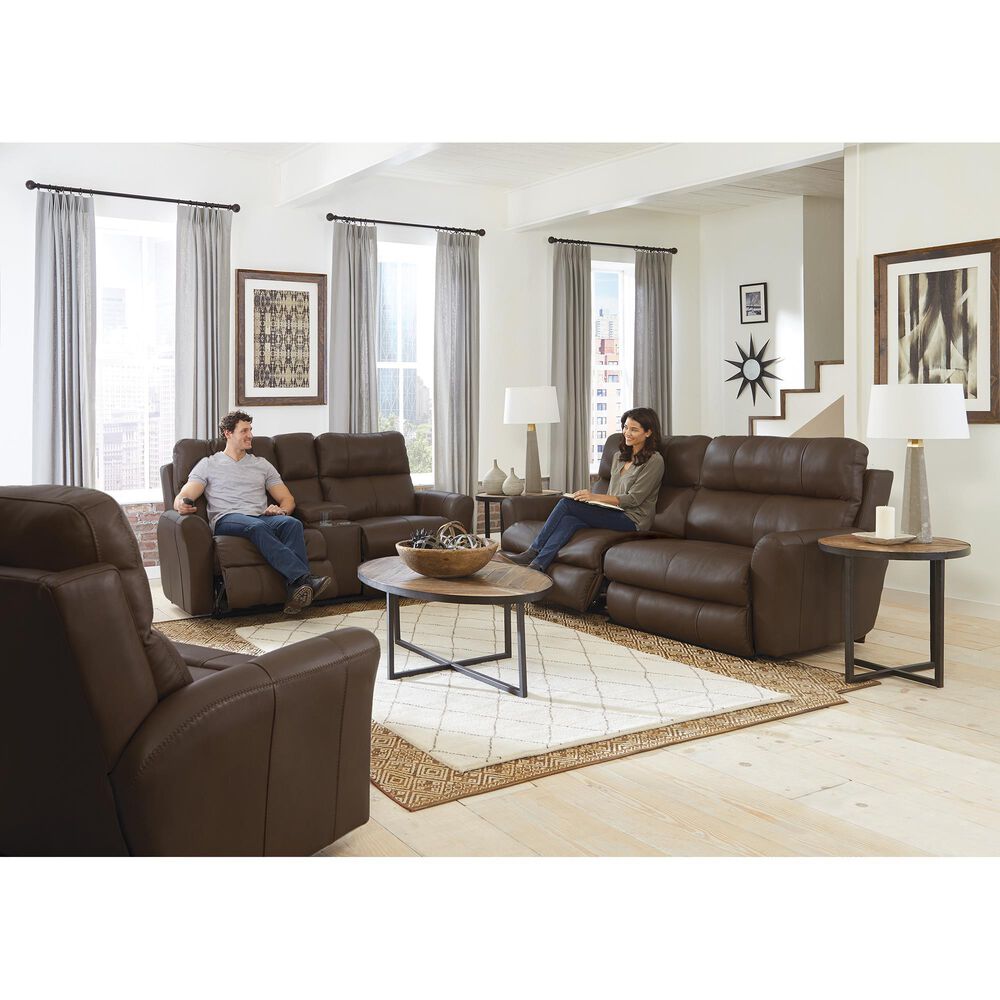 Catnapper Fredda Power Reclining Console Loveseat with Power Headrests in Coffee, , large
