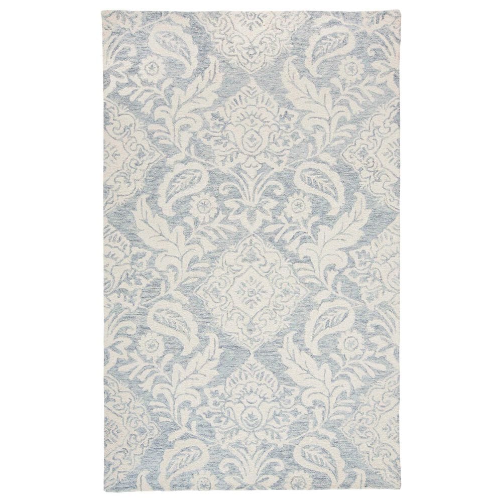 Feizy Belfort Floral 5" x 8" Blue and Gray Area Rug, , large