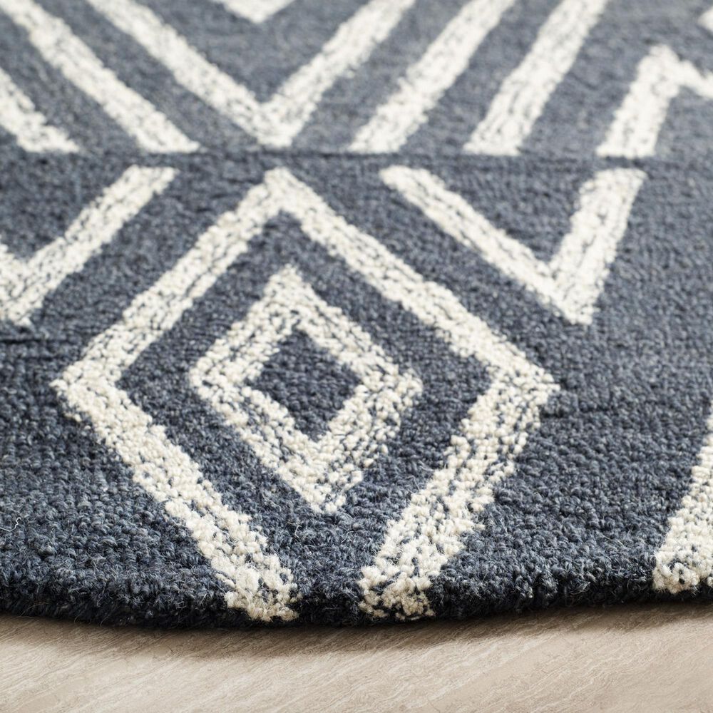 Safavieh Micro-Loop 5&#39; Round Navy and Blue Area Rug, , large