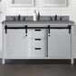 Lexora Home Marsyas 60" Double Bathroom Vanity in White with Grey Quartz Top and Rectangular Sinks, , large