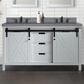 Lexora Home Marsyas 60" Double Bathroom Vanity in White with Grey Quartz Top and Rectangular Sinks, , large