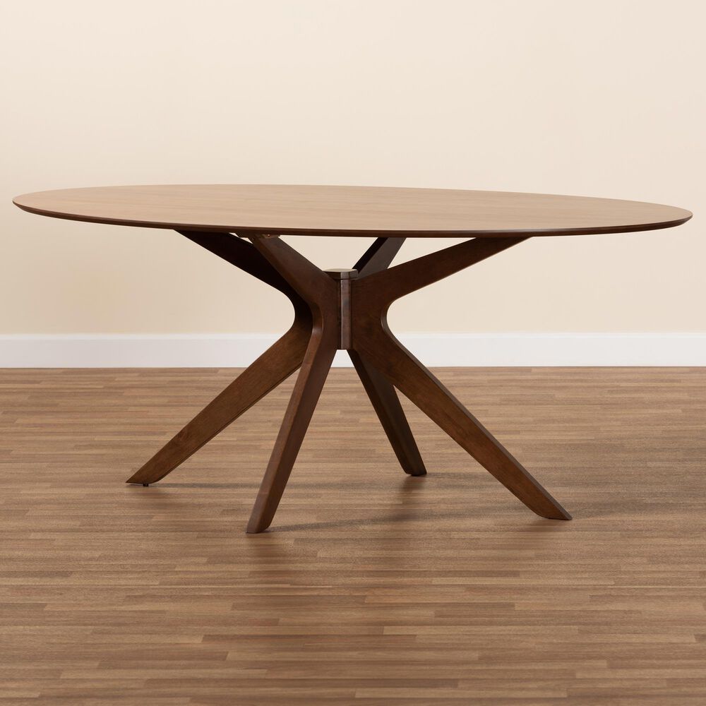 Baxton Studio Monte 71" Dining Table in Walnut Brown - Table Only, , large