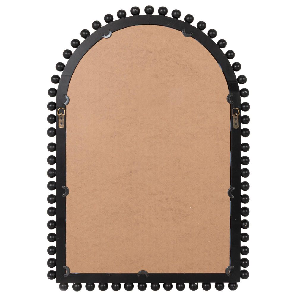 Creative Coop Willa Wood Ball Framed Arched Wall Mirror in Matte Black, , large