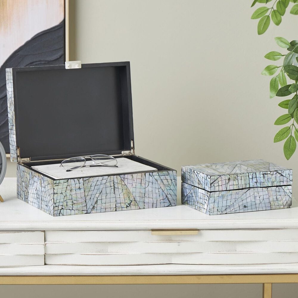 Maple and Jade 2-Piece Handmade Mosaic Storage Decorative Box Set in Multicolor, , large