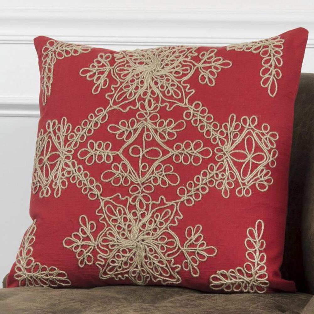 Rizzy Home 18" x 18" Pillow Cover in Tan and Red, , large