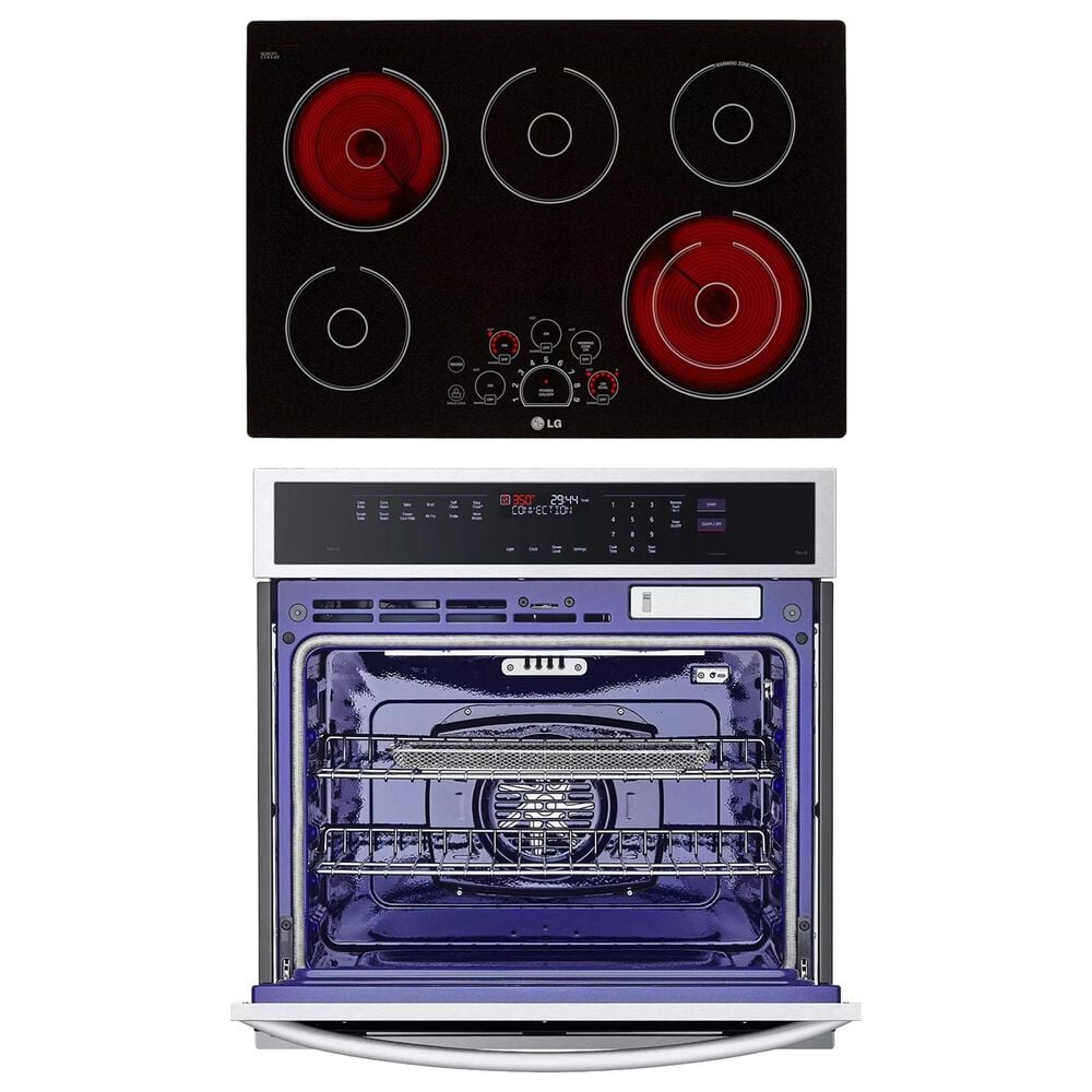 LG 2-Piece Kitchen Package with Stainless Steel 4.7 Cu. Ft. Single Wall Oven and Black Electric Cooktop, , large