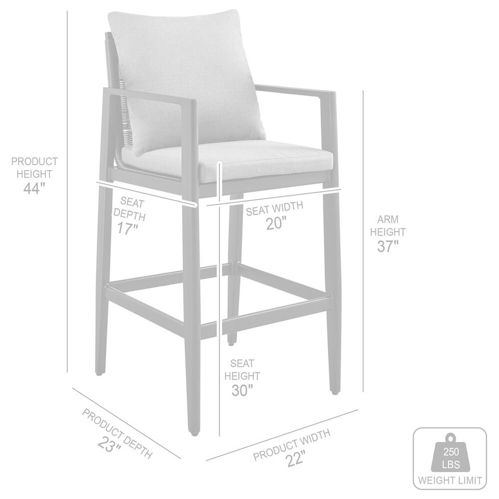 Armen Living Cayman Patio Bar Stool in Dark Gray, , large