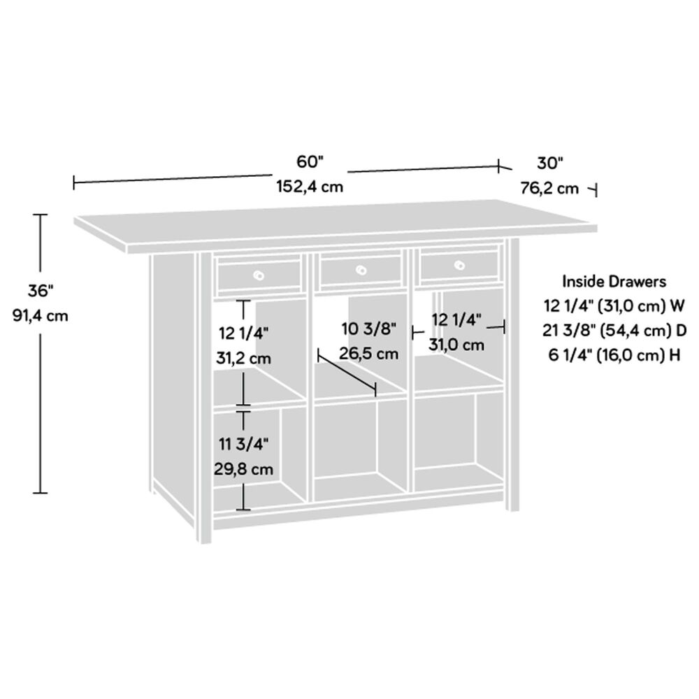 Sauder Craft Pro Work Table with Storage in White and Mystic Oak, , large