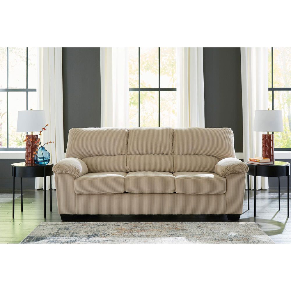 Ashley SimpleJoy Stationary Sofa in Sand, , large
