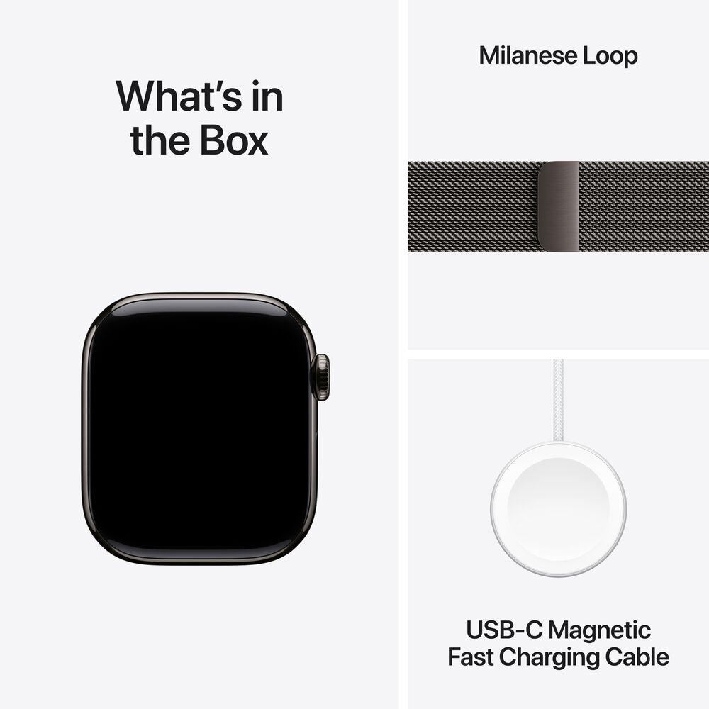 Apple Watch Series 11 &#40;GPS+Cellular&#41; 42mm Titanium Case with Slate Milanese Loop - M/L - Slate - &#40;2025&#41;, , large