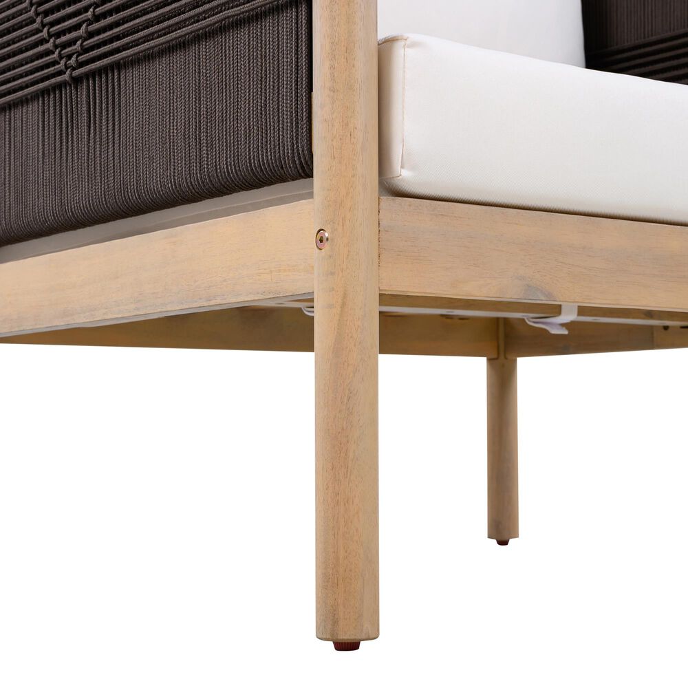 HOMLUX Outdoor Stationary Loveseat with Black Rope in Cream, , large