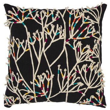 Rizzy Home Floral 20" Down Filled Pillow in Black, , large