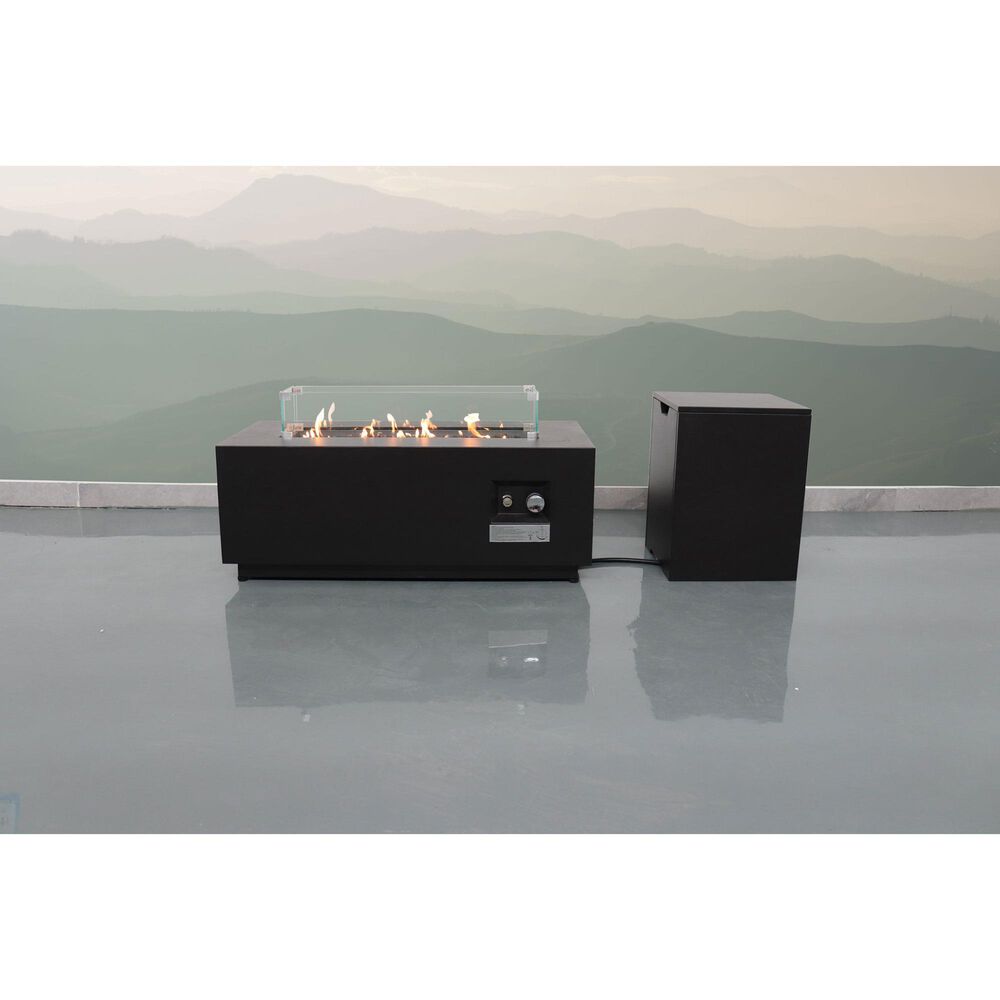 Living Source International Patio Rectangle Firepit Table with Lid in Black, , large