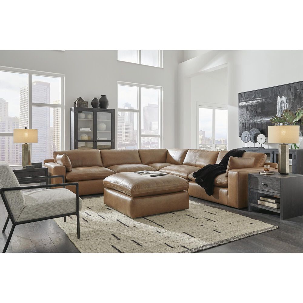 Ashley Emilia Oversized Accent Ottoman in Caramel, , large