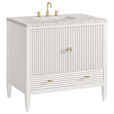 James Martin Vanities Myrrin 36" Vanity in Bright White with 3 cm Eternal Jasmine Pearl Quartz Top, , large