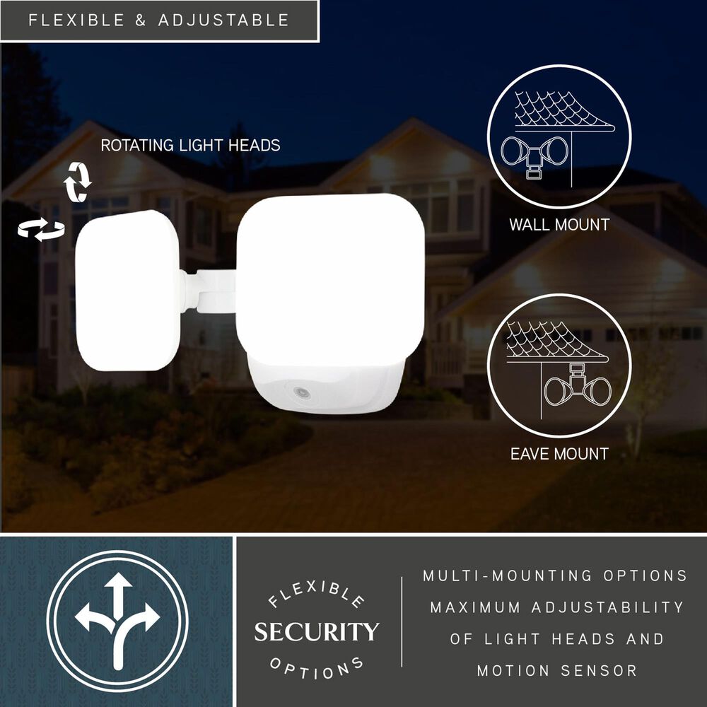 Vaxcel Theta 2-Light LED Outdoor Dusk-to-Dawn Flood Light in White, , large