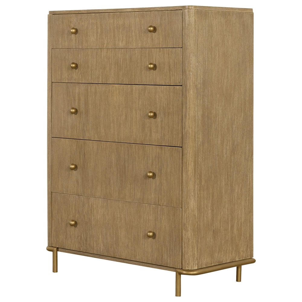Pacific Landing Arini 5-Drawer Chest in Sand Wash and Aged Brass, , large