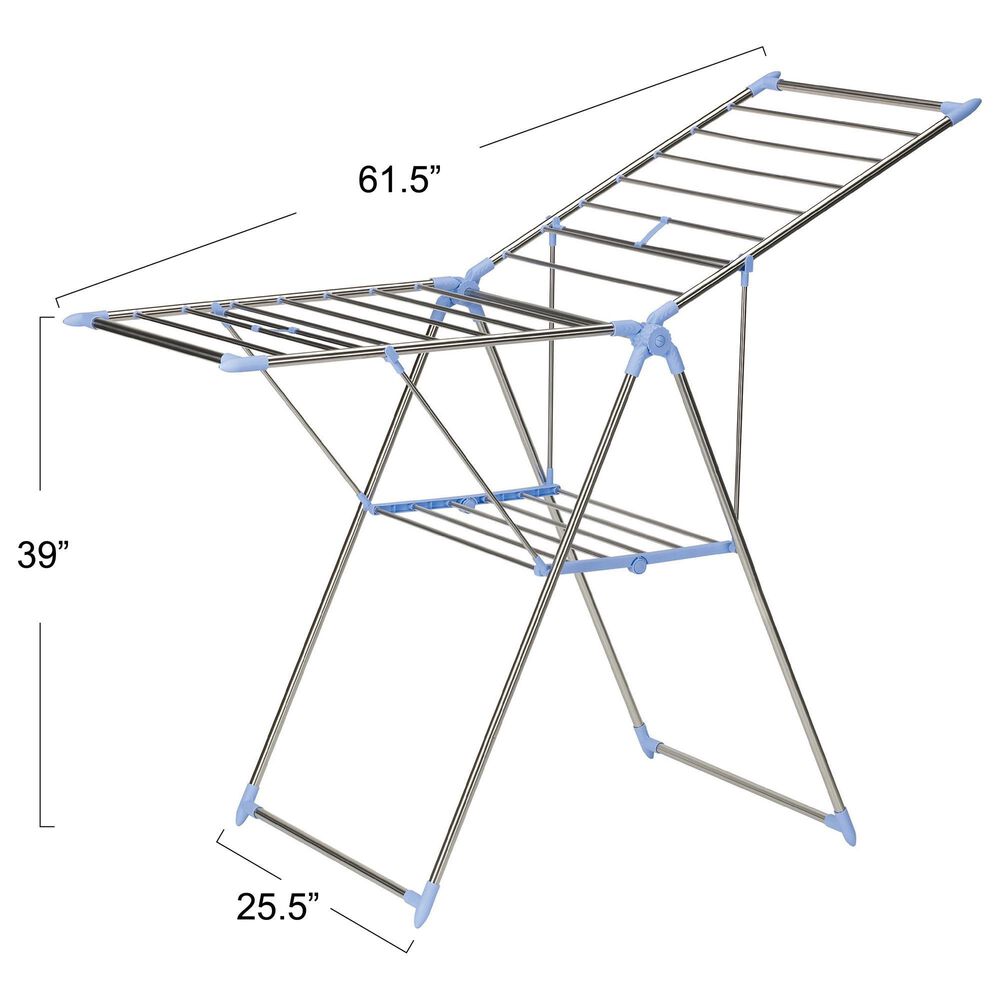 Household Essentials Gullwing Folding Clothes Drying Rack in Silver, , large