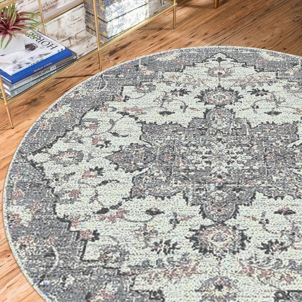 Amer Rugs Montana 7&#39;6&quot; Round Gray Area Rug, , large