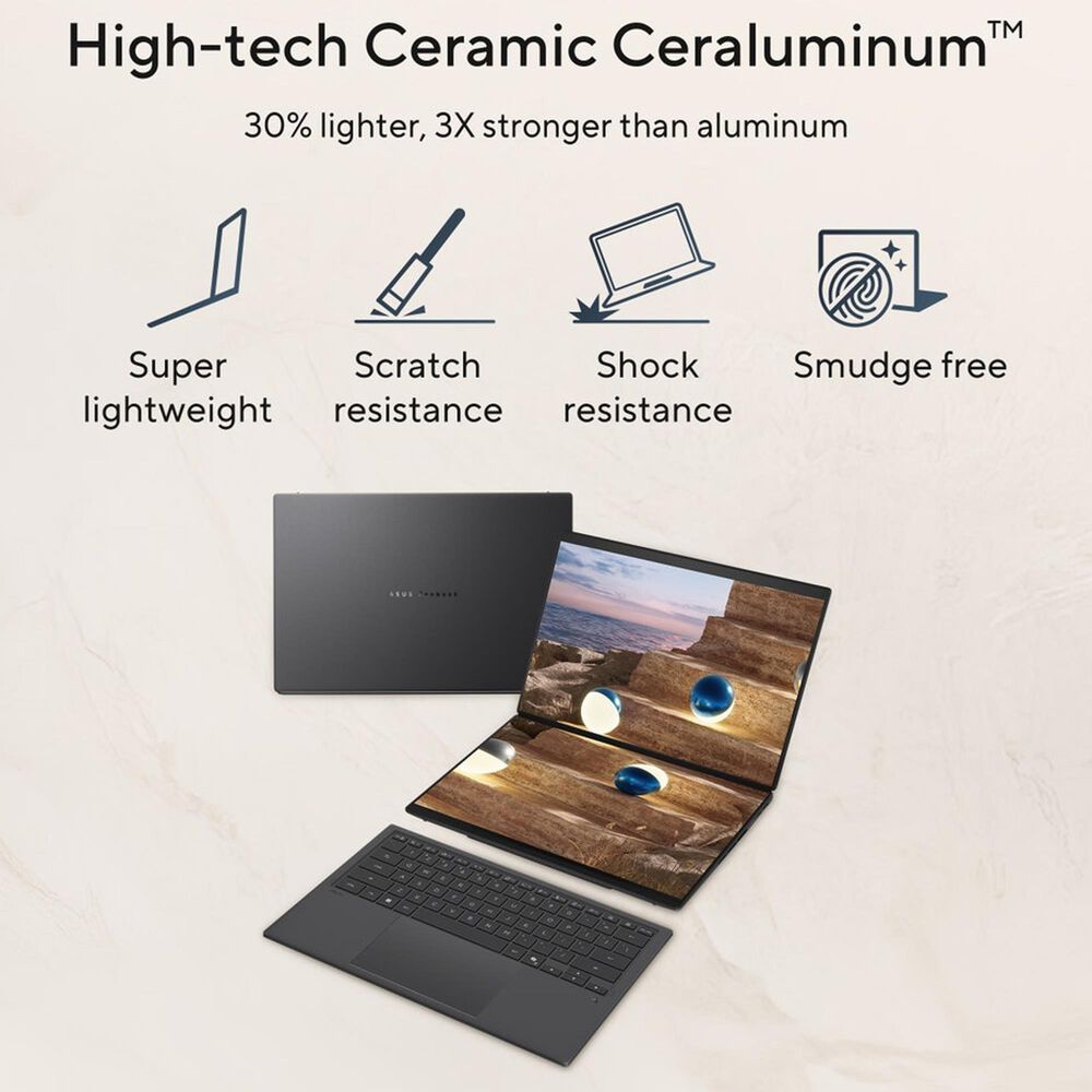 ASUS Zenbook DUO Copilot+ PC 14" Laptop | Intel Core Ultra 9 386H - 32GB RAM - Intel Graphics - 1TB SSD in Moher Gray, , large