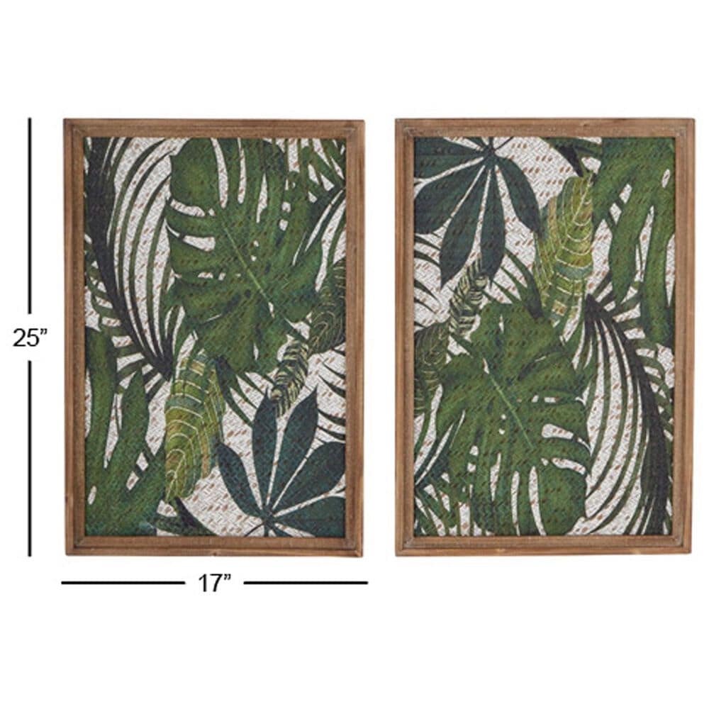 Maple and Jade 17&quot; x 25&quot; Leaf Tropical Home Wall Decor with Frame in Brown, Green and White &#40;Set of 2&#41;, , large