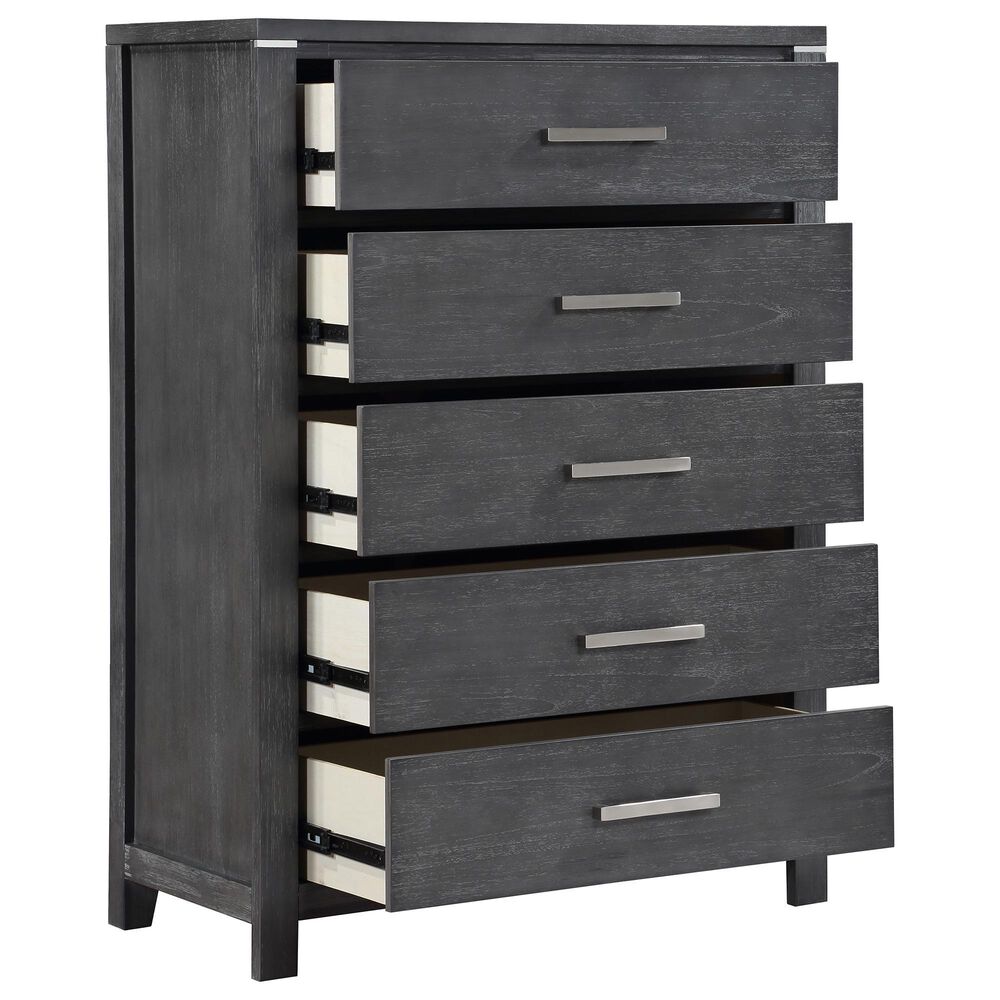 New Heritage Design Odessa 5-Piece Queen Bedroom Set in Charcoal and Silver, , large