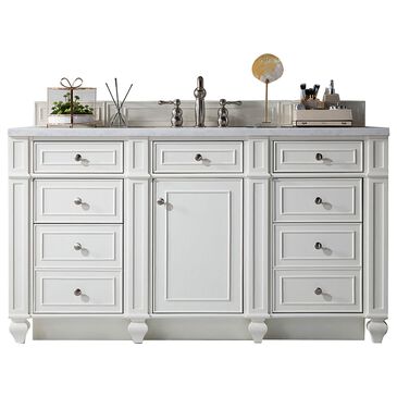 James Martin Vanities Bristol 30" Single Bathroom Vanity in Bright White with 3 cm Arctic Fall Solid Surface Top and Rectangular Sink, , large