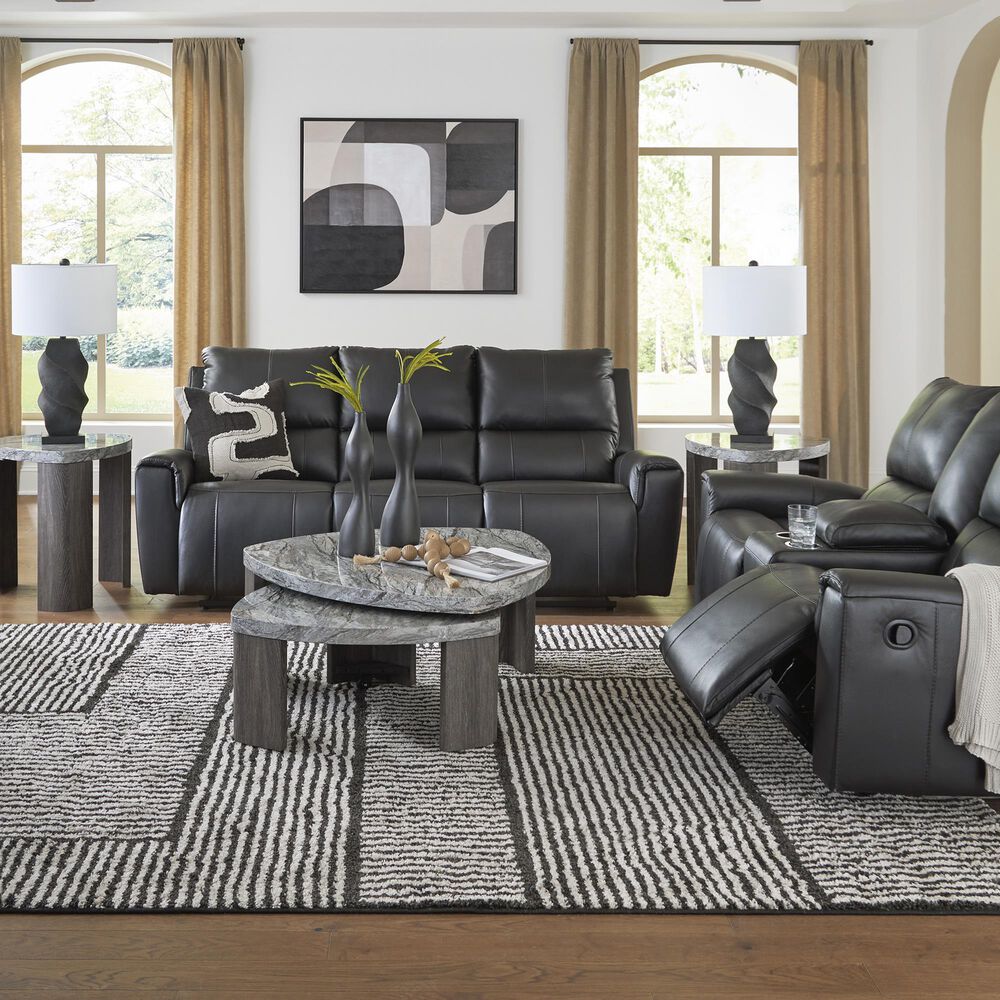 Ashley Glossmore Manual Reclining Loveseat in Black, , large