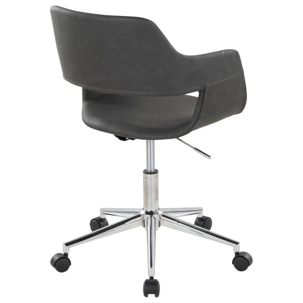 LumiSource Margarite Swivel Task Chair with Grey Faux Leather Cushion in Chrome, , large