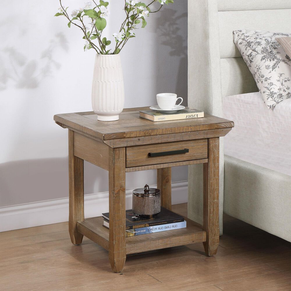 Steve Silver Furniture Riverdale End Table in Driftwood, , large