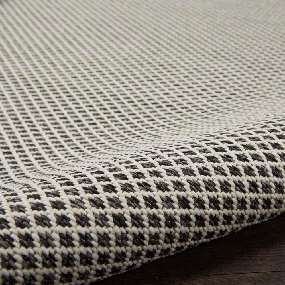 Nourison Courtyard Ivory and Charcoal 6&#39; Square Indoor/Outdoor Area Rug, , large