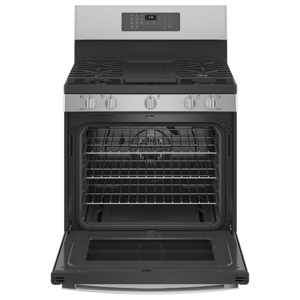 GE Profile 5.6 Cu. Ft. Smart Free-Standing Gas Range and 2.1 Cu. Ft. Over-the-Range Sensor Microwave Oven in Fingerprint Resistant Stainless Steel, , large
