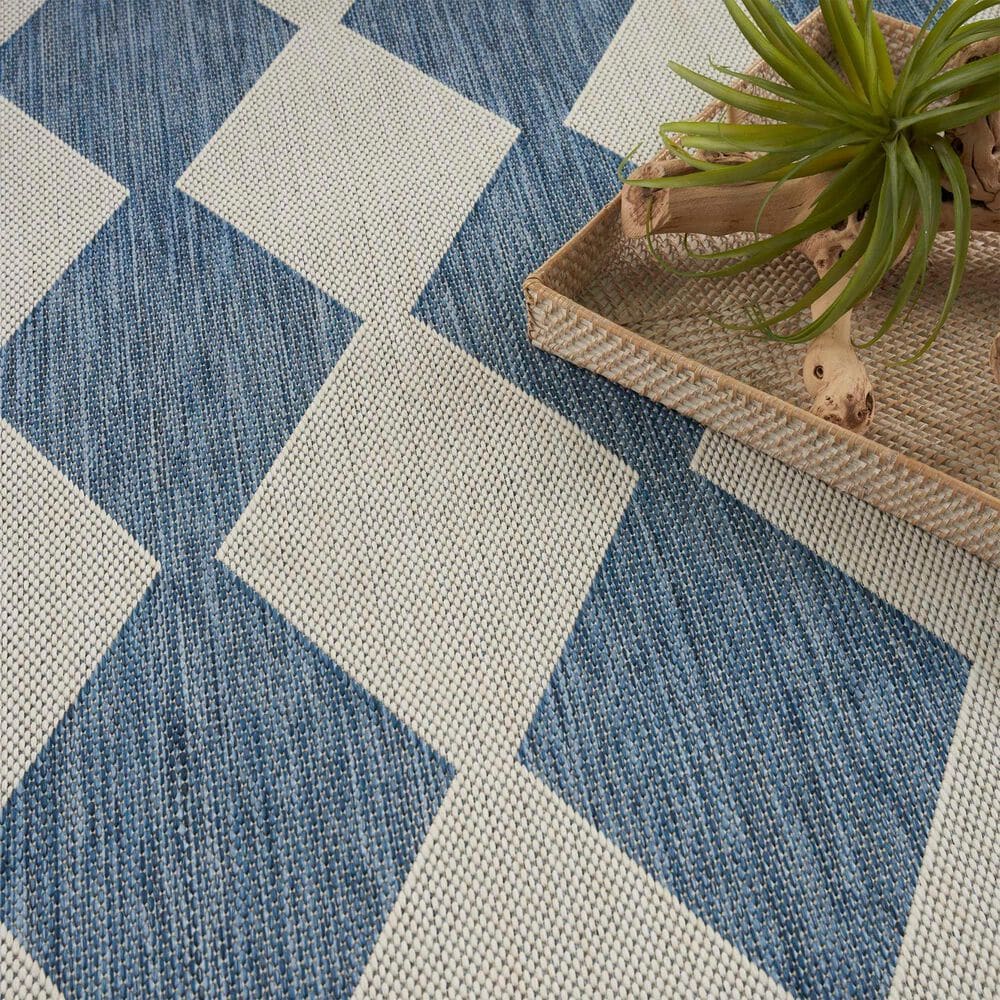 Nourison Positano Geometric Navy Blue 7&#39; x 10&#39; Indoor/Outdoor Area Rug, , large