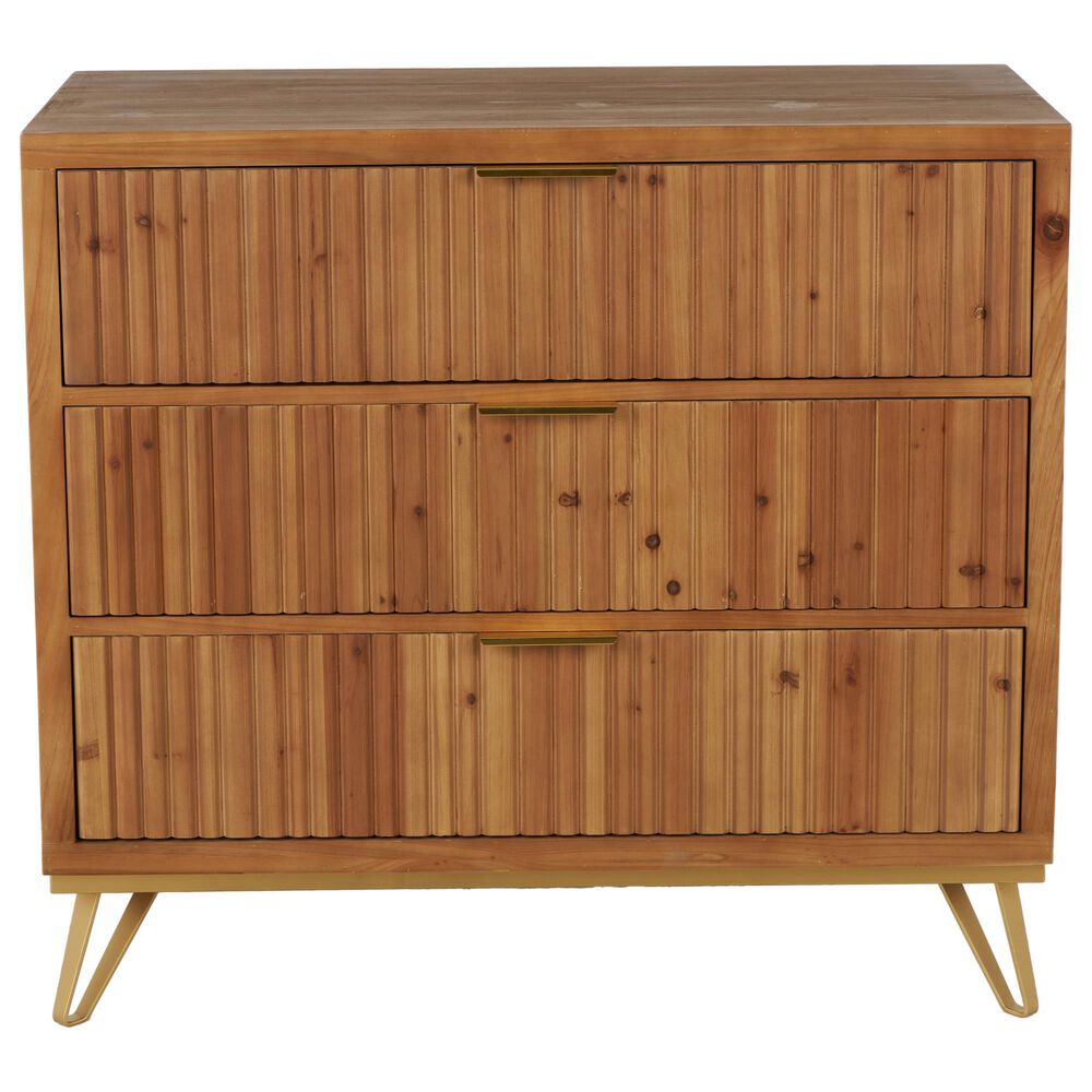 Maple and Jade 3-Drawer Room Chest in Matte Brown and Gold, , large