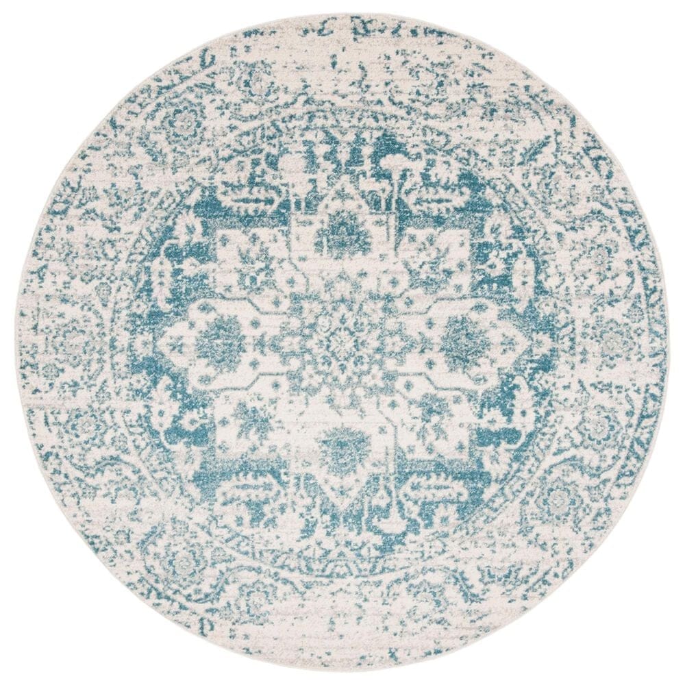 Safavieh Madison MAD603J 5" Round Teal and Ivory Area Rug, , large