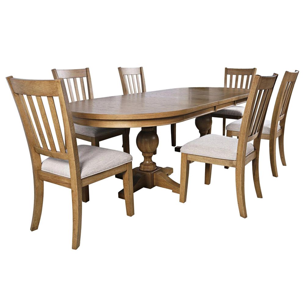 Waltham Brentwood 7-Piece Oval Dining Set in White Oak, , large