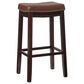 Linon Home Decor Claridge Bar Stool with Cognac Cushion in Dark Brown, , large