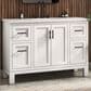 Kohler Quo 48" Single Bathroom Vanity in White with 3 cm Pure White Quartz Top and Oval Sink, , large