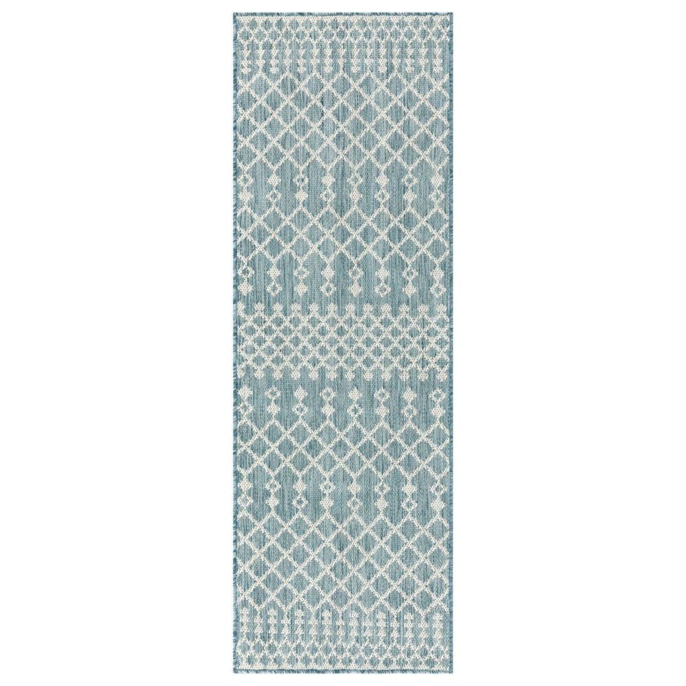 Nourison Positano Southwestern Aqua 2&#39; x 6&#39; Indoor/Outdoor Runner, , large
