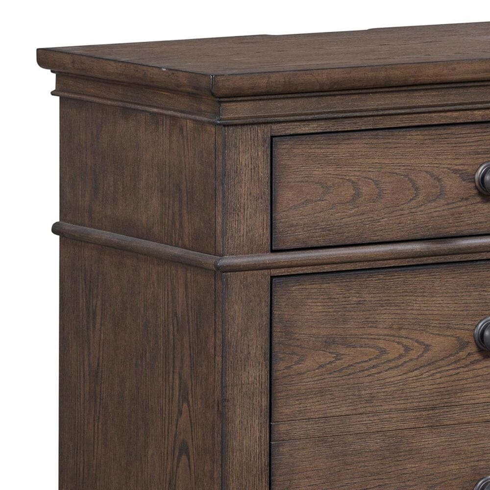 Riva Ridge Oxford Queen Panel Bed with Two Nightstands in Cocoa with USB Ports, , large