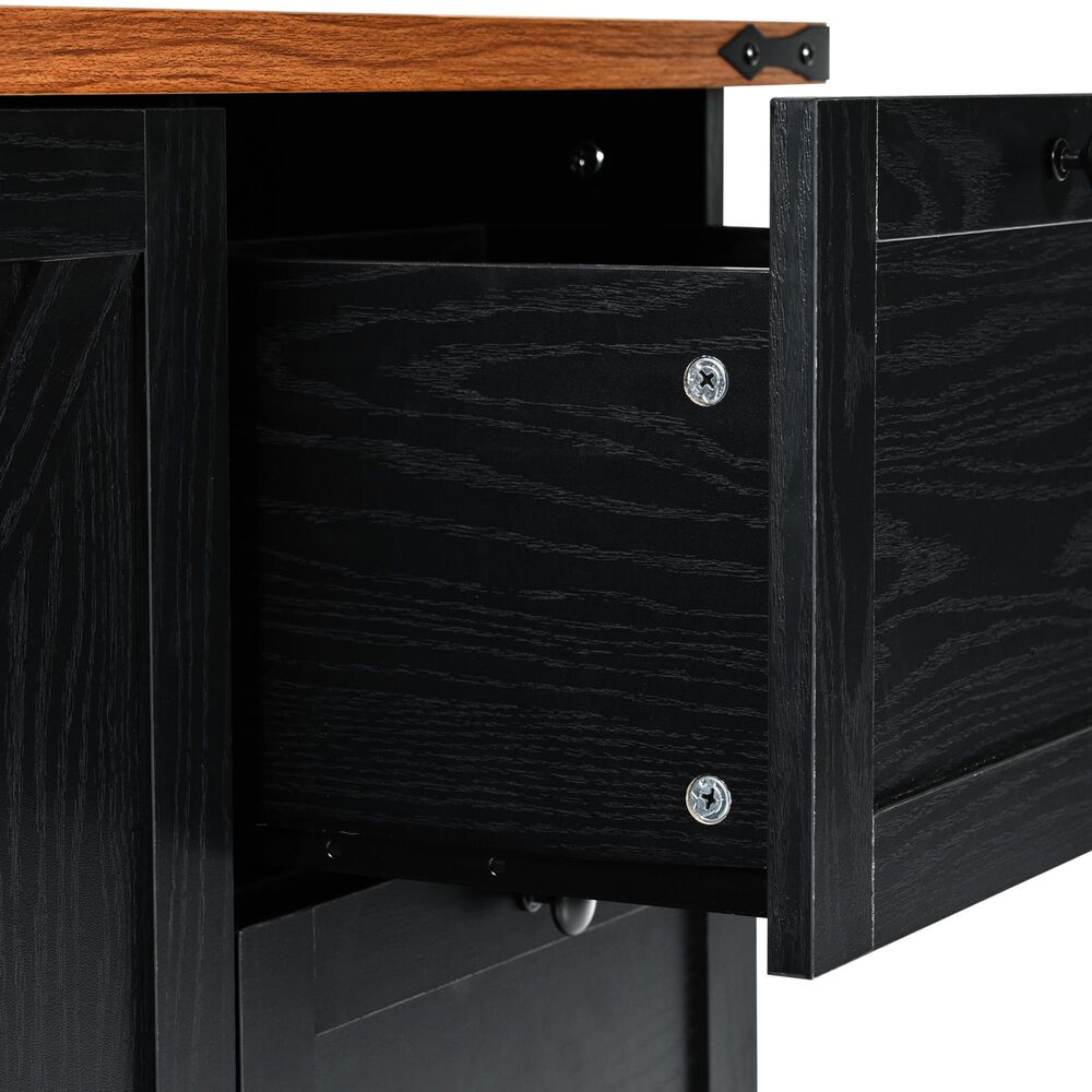 HOMLUX 55" Farmhouse Kitchen Island with Power Outlet in Black, , large