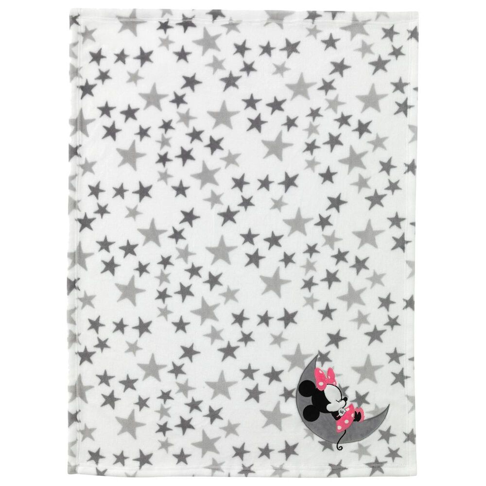 Lambs and Ivy Minnie Mouse Blanket in Gray and White, , large