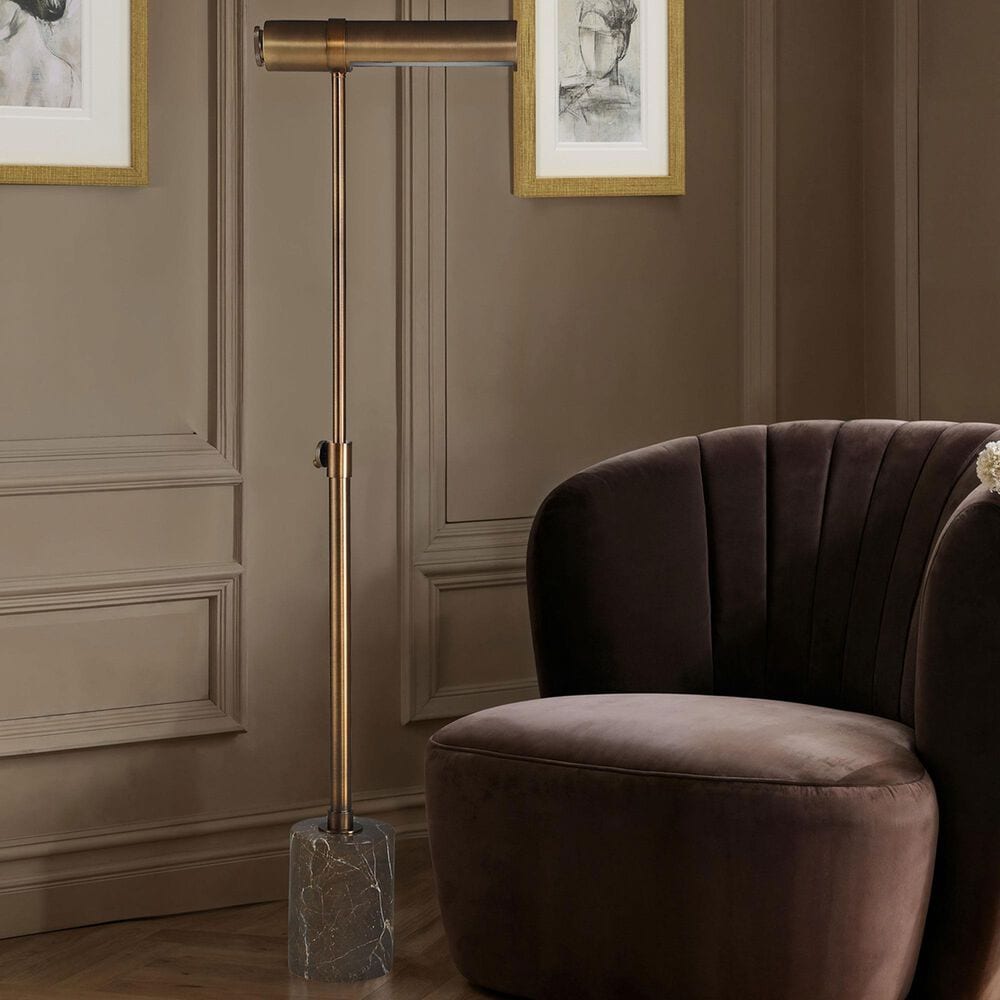 Renwil Gusle Floor Lamp in Brown and Vintage Brass, , large