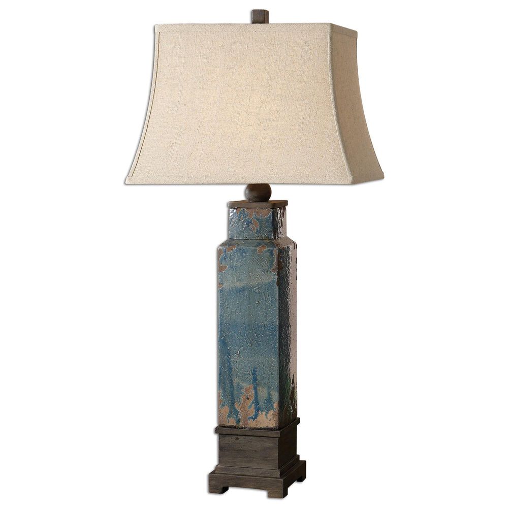 Uttermost Soprana Table Lamp in Distressed Blue and Dark Rustic Bronze, , large