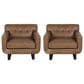 Kuka Home Leather Accent Chair in Camel (Set of 2), , large