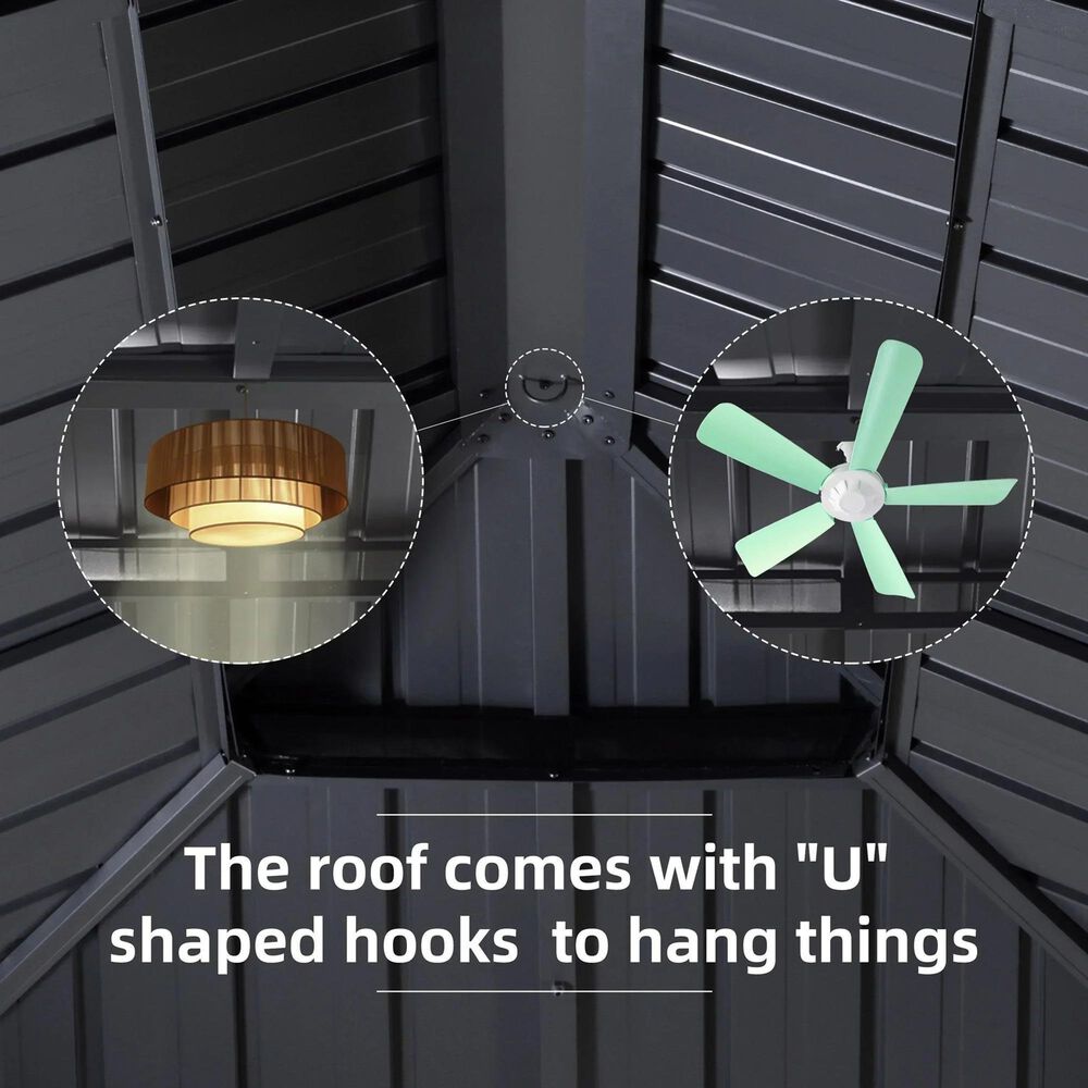 HOMLUX 14-ft x 12-ft Aluminum Permanent Outdoor Gazebo Gray Gazebo with Hardtop Roof (Screen Included), , large