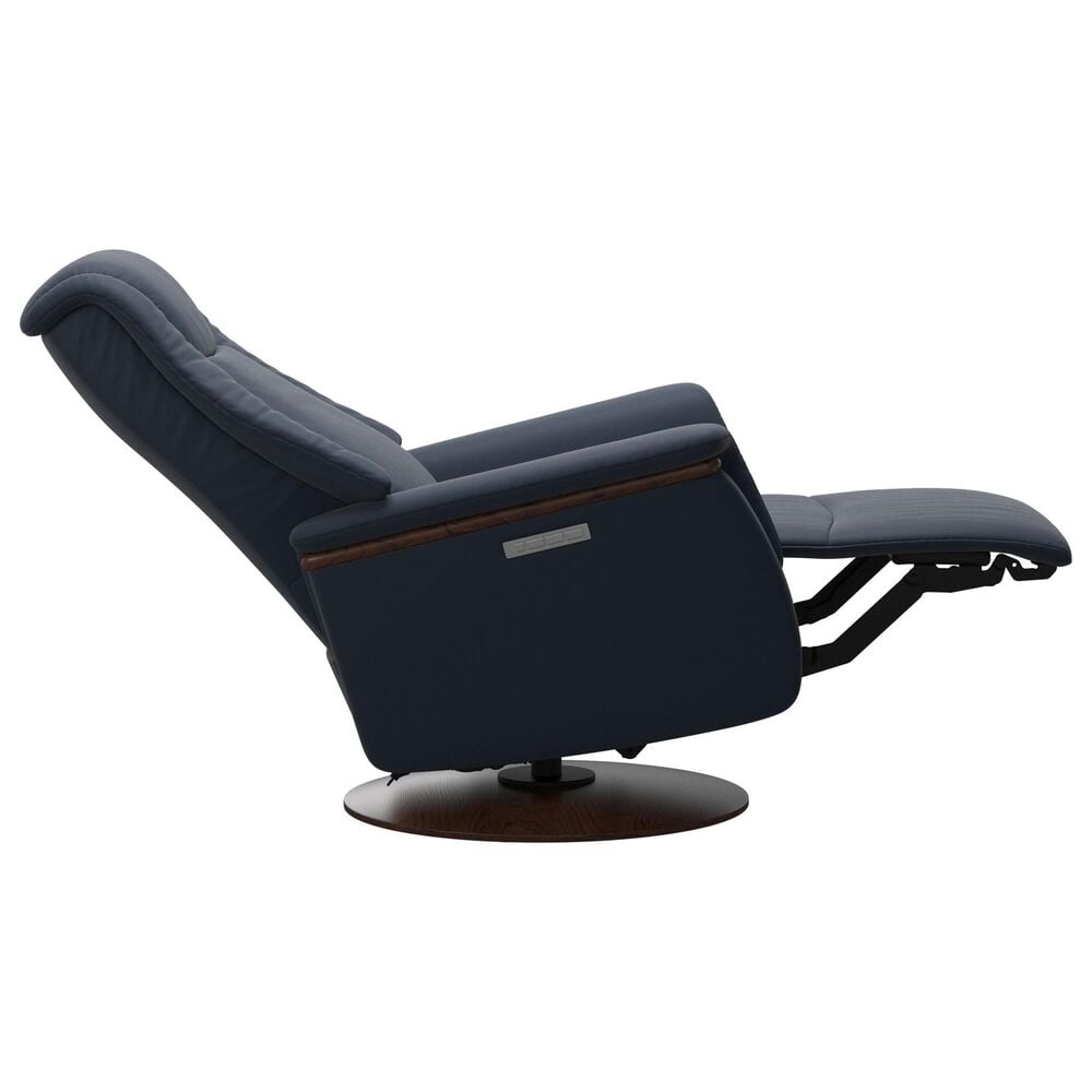 Stressless Max Medium Swivel Power Recliner in Paloma Oxford Blue, , large