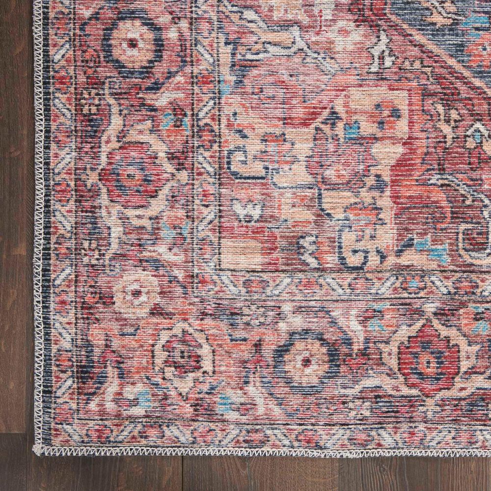 57 Grand by Nicole Curtis Series 1 2&#39; x 6&#39; Brick Red and Blue Runner, , large