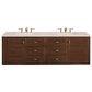 James Martin Vanities Amberly 72" Double Bathroom Vanity in Walnut with 3 cm Carrara White Marble Top and Rectangular Sinks, , large