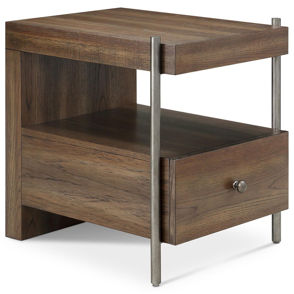 Nicolette Home Baxton Rectangular End Table in Sienna Ridge and Brushed Pewter, , large